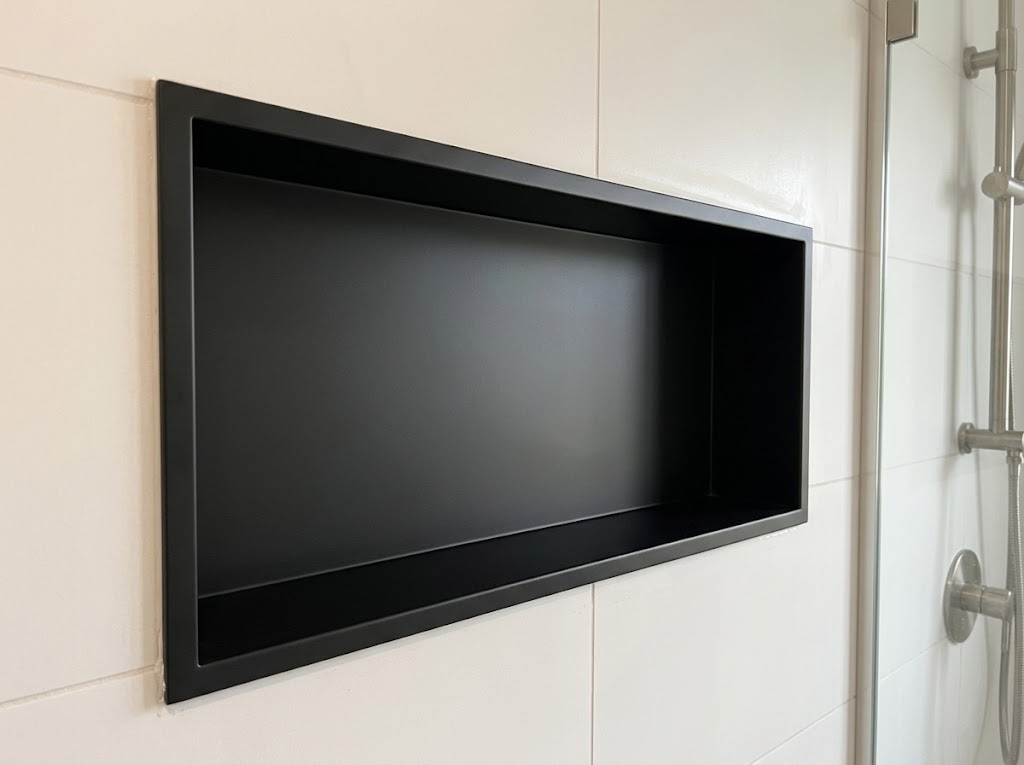Matte Black Stainless Steel Recessed Shower Niche, 30 x 12 in