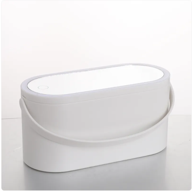 Portable LED Mirror Makeup Organizer, USB Rechargeable, 24.1 cm