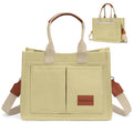 Canvas Crossbody Tote Bag with 5 Pockets, Khaki