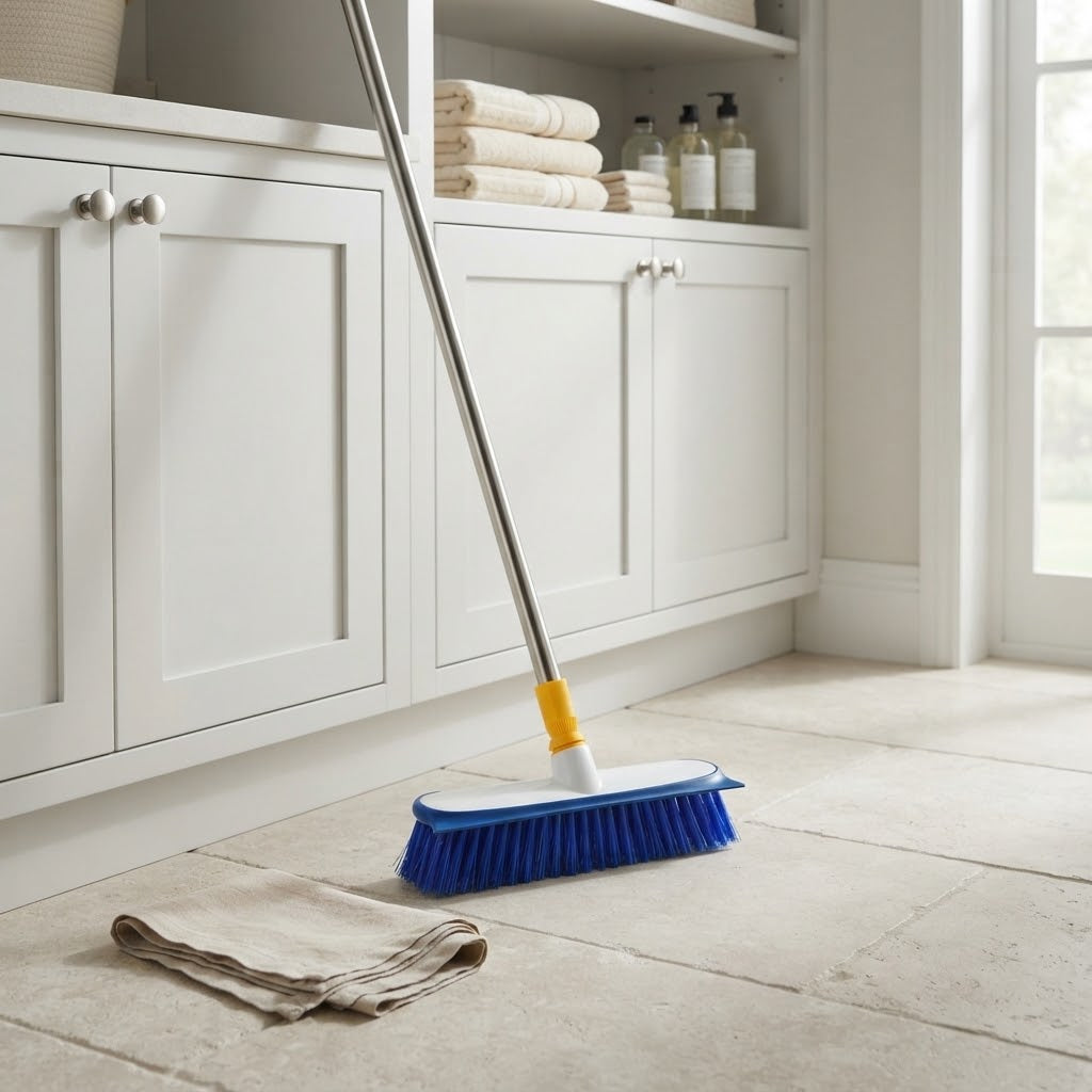 2-in-1 Deck Scrub Brush with 12 in Head, Scraper and Mini Brush
