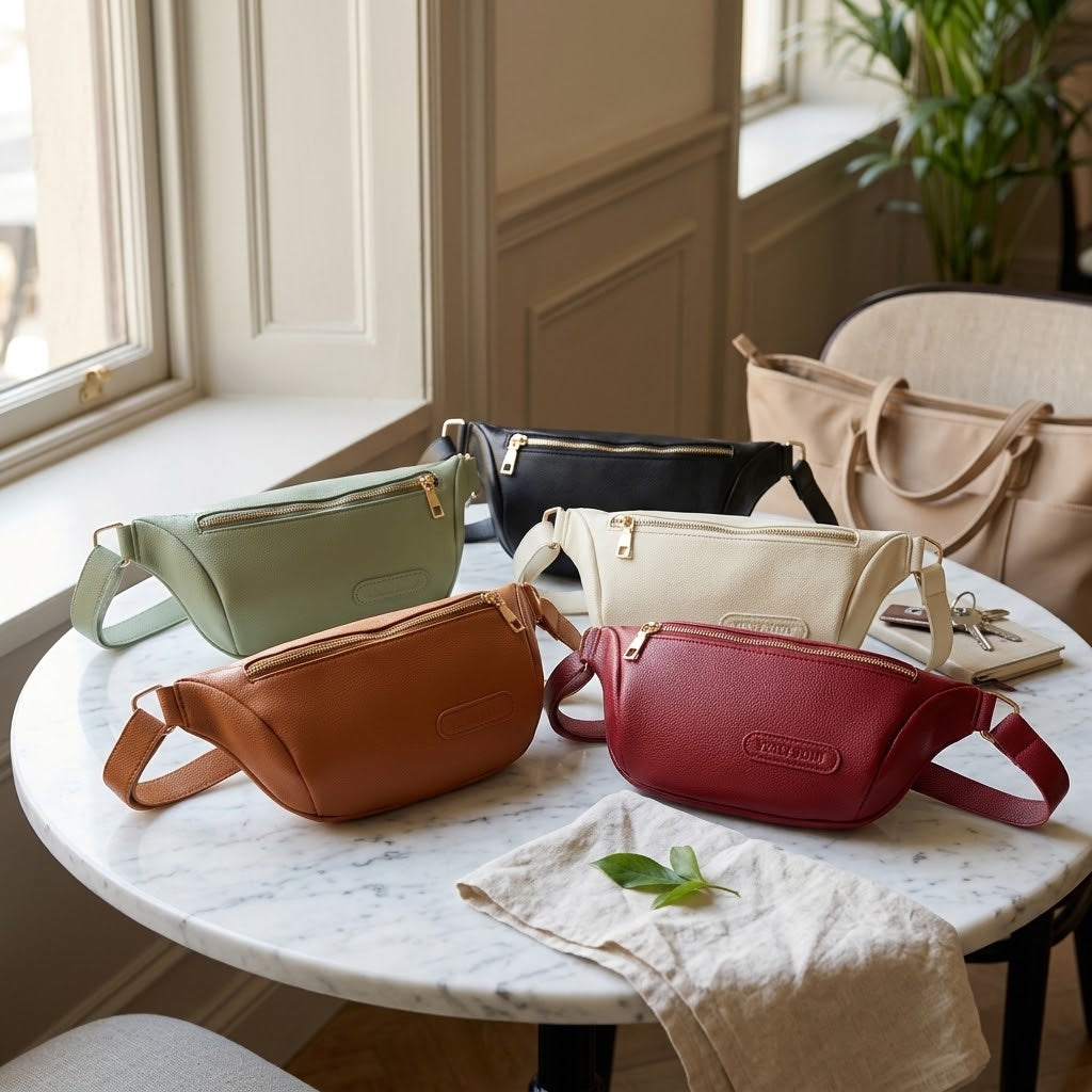 PU Leather Fanny Pack and Chest Bag for Women