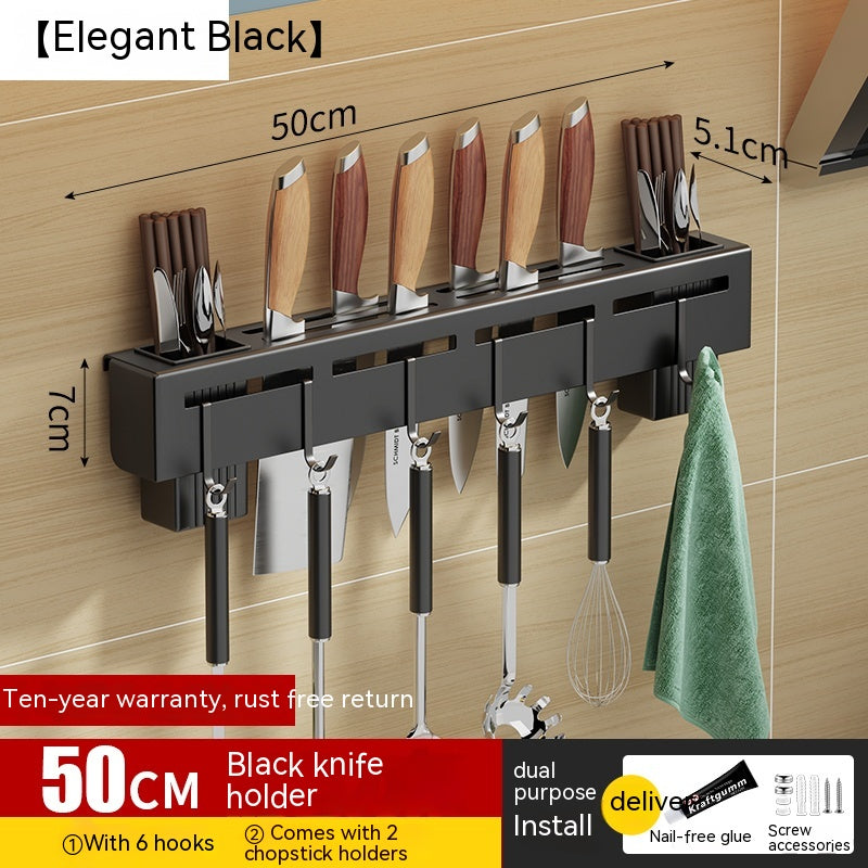 No-Drill Kitchen Wall Rack with Hooks, 30 to 60 cm