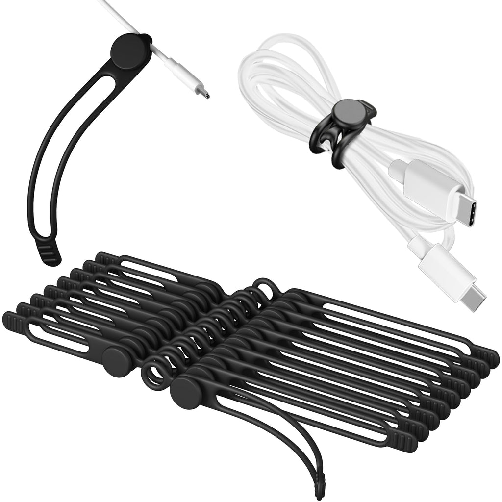 Silicone Cable Ties in 2 Sizes, 3 and 4.2 in, 20 Pack, Black