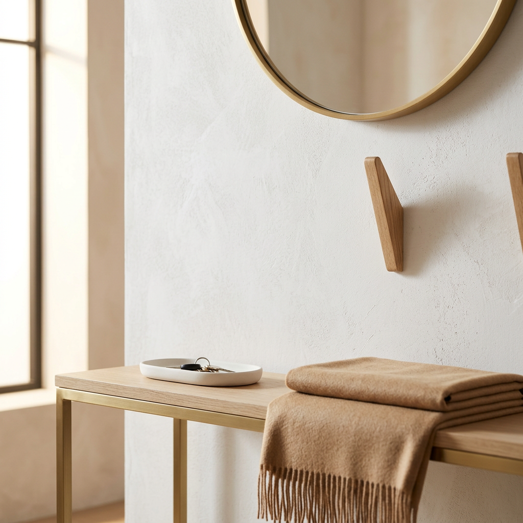 Solid Oak Wall Hook in Minimalist Japanese Style