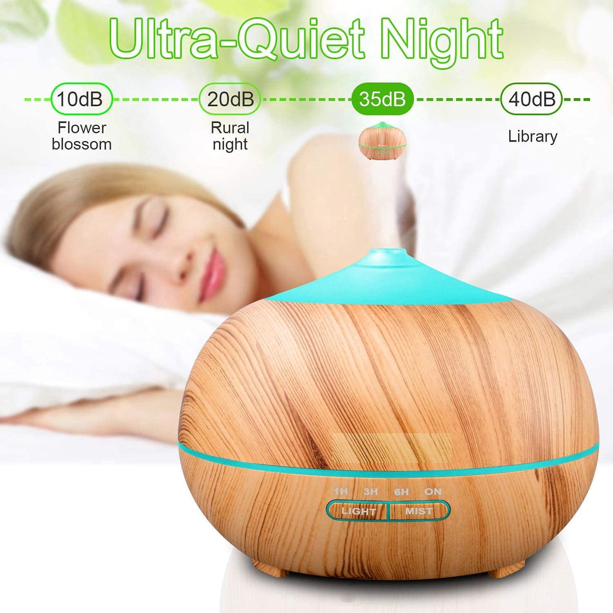 Ultrasonic Color-Changing Aroma Diffuser, Coffee or Wood Finish