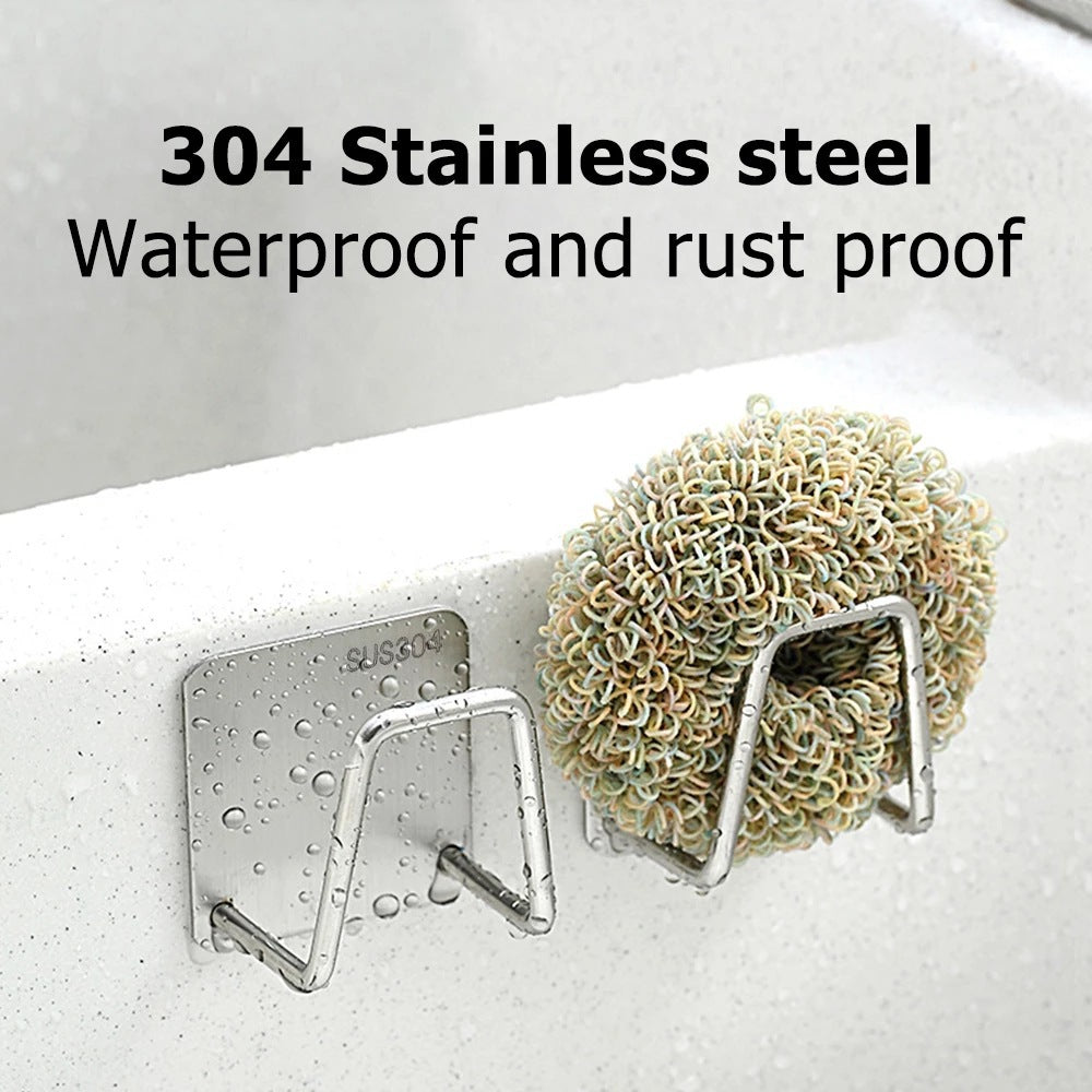 Compact Stainless Steel Kitchen Sponge Holder, Self-Adhesive