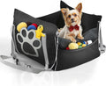 Dog Car Seat Bed with Raised Sides and Safety Straps, Medium, Black