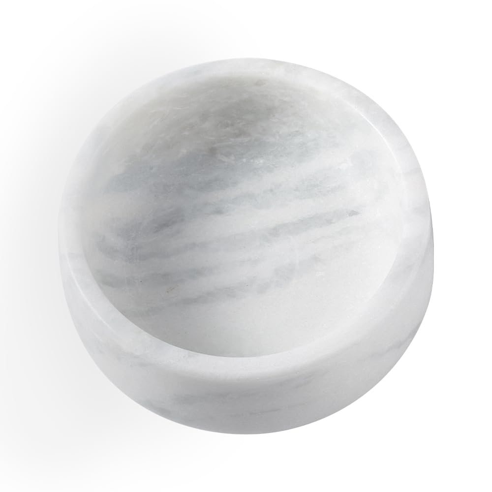 Natural White Marble Pet Bowl with Non-Slip Pad, 4 Cups