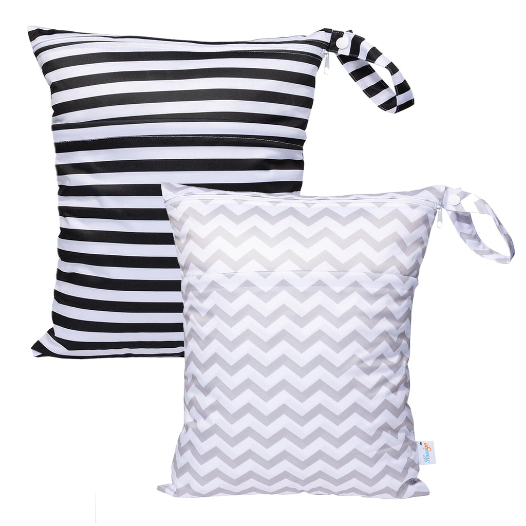 Waterproof Wet Dry Bags with Snap Handle, Set of 2, Stripe