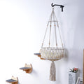 Macrame Wall-Mounted Cat Hammock with 3 Steps and Hook, 14 in