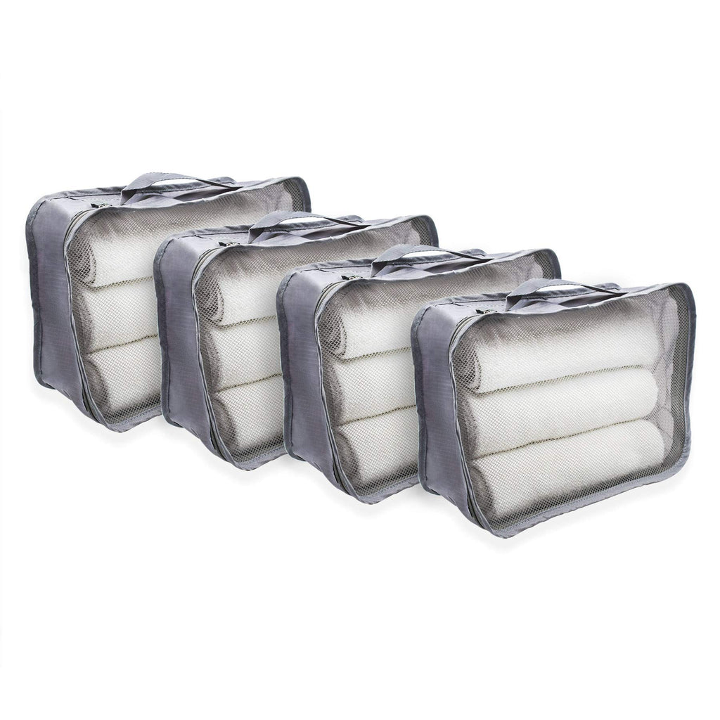 Small Ripstop Nylon Packing Cubes with Mesh Tops, 4 Pack, Grey