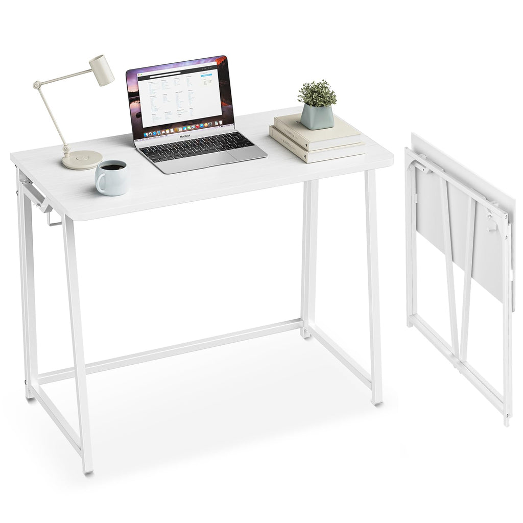 Foldable Writing Desk, 31.5 in Wide, Folds to 2.6 in, White