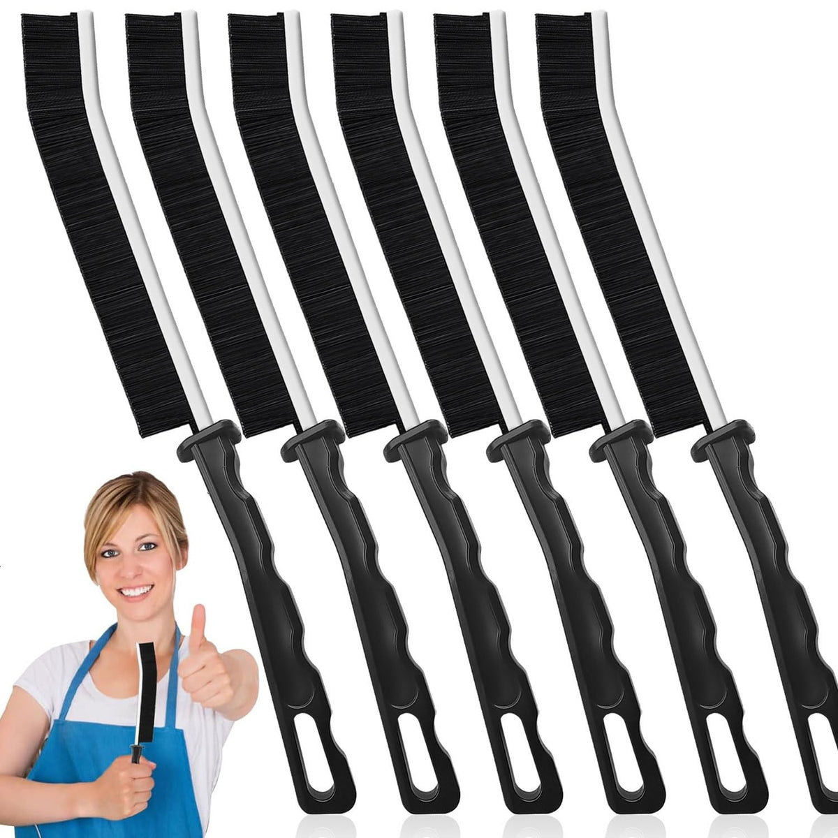 Narrow Crevice Cleaning Brushes with Stainless Steel Bristles, 6-Pack