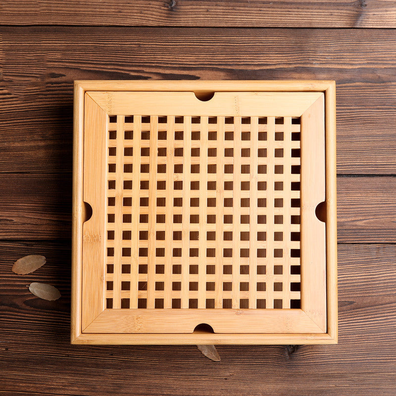Square bamboo tea tray