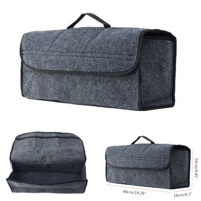 Felt Storage Box with Handle for Car and Home, Dark Grey