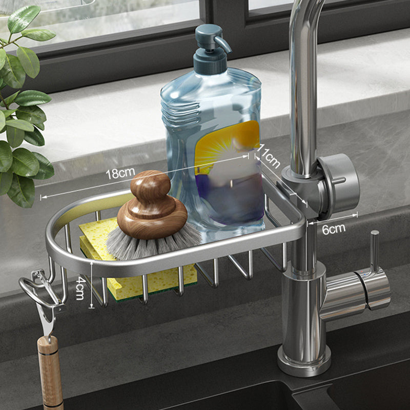 Aluminum Faucet Storage Rack for Sponges and Soap, Black