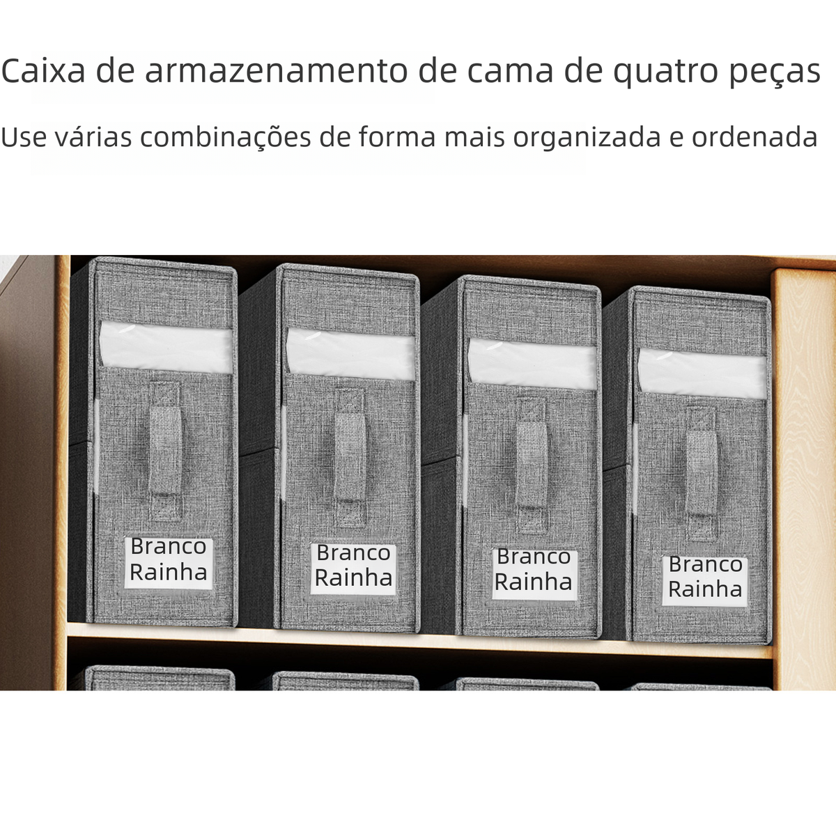 Linen-Look Bedding Storage Boxes, 38 x 32 x 11.5 cm