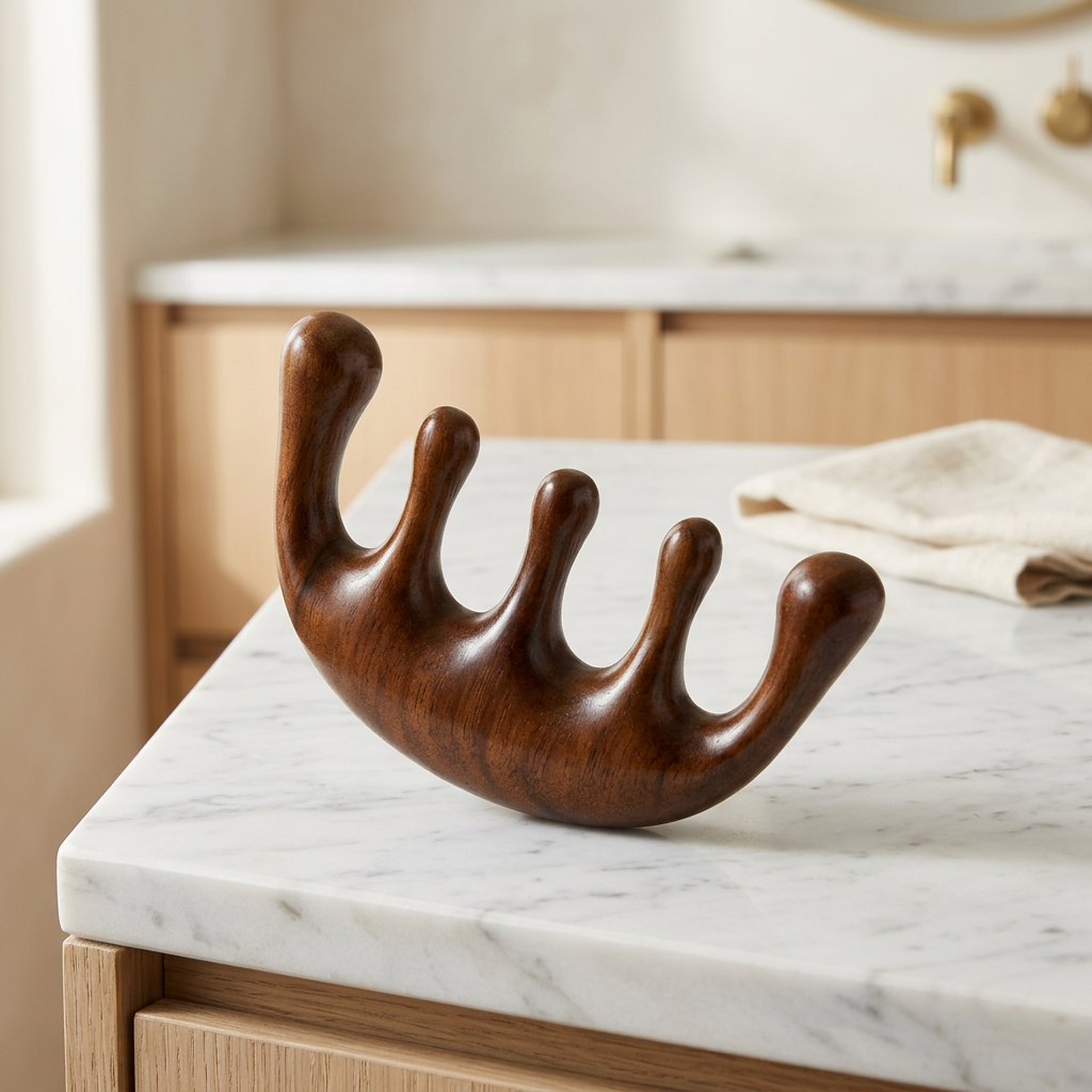 Wide Tooth Wooden Scalp Massage Comb with Sandalwood Scent