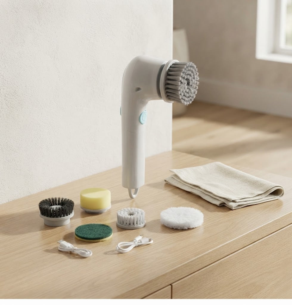 Electric Scrubber with 5 Interchangeable Brush Heads