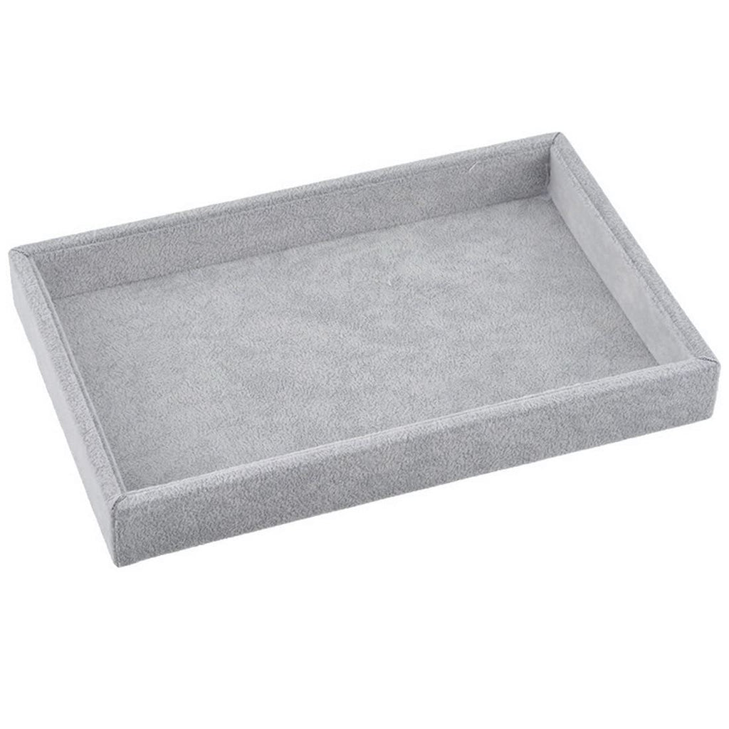 Stackable Velvet Jewelry Tray, 23 x 14.5 cm, Grey