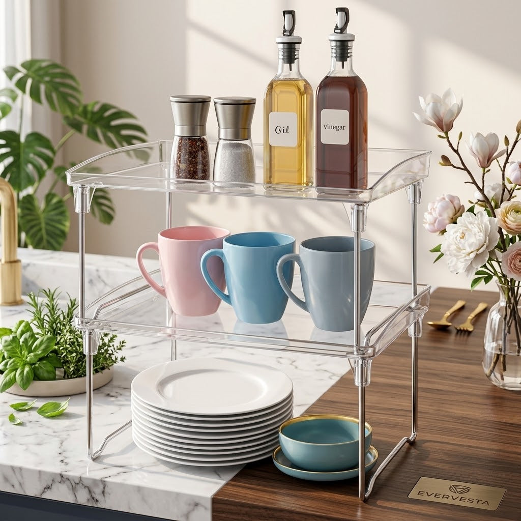 Foldable Stackable Corner Countertop Shelves, Set of 2