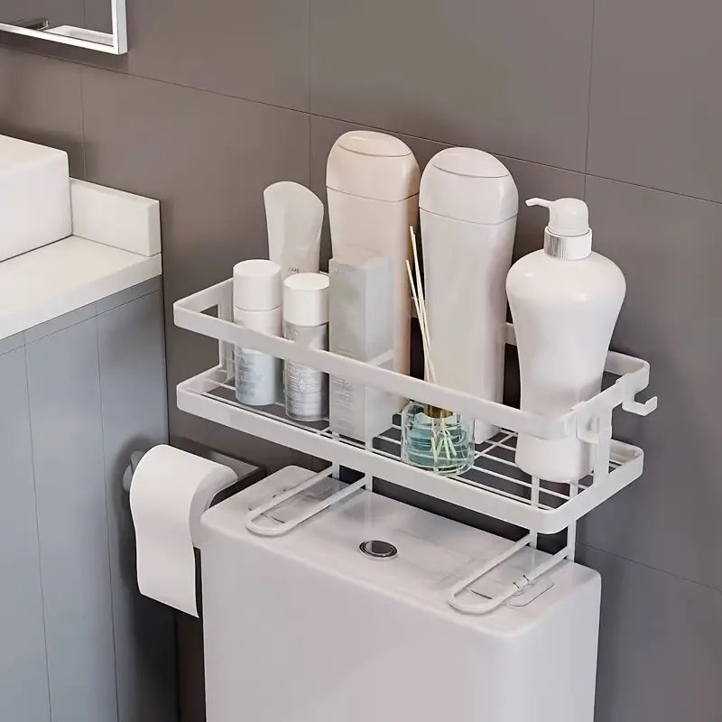 Over-the-Toilet Hanging Storage Shelf with Paper Holder, Single or Double