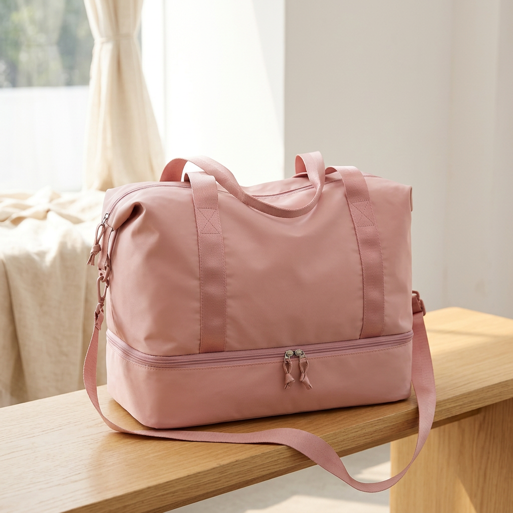 Large Wet and Dry Separation Gym Bag in Nylon, 40 x 22 x 40 cm