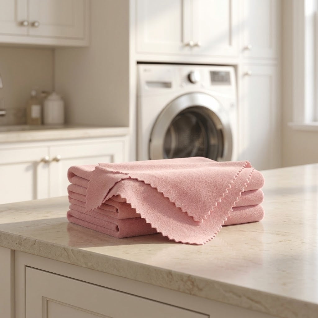 Double-Sided Cotton Silver Cleaning Cloths, 20 Pack, Pink
