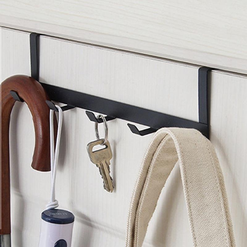 5-Hook Over-Door Organizer Rack in Wrought Iron, Holds Up to 5 kg