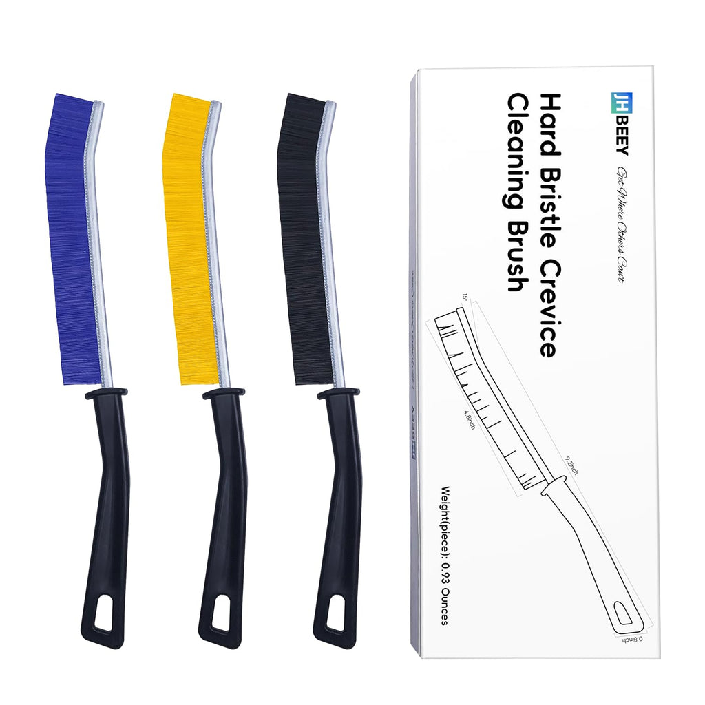 Hard-Bristle Crevice Cleaning Brushes for Grout and Gaps, Set of 3