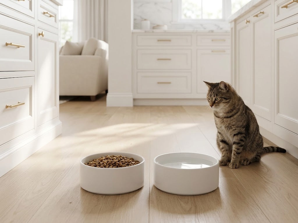 Heavy Matte Stoneware Dog Bowl, 70 oz, 8 in, White