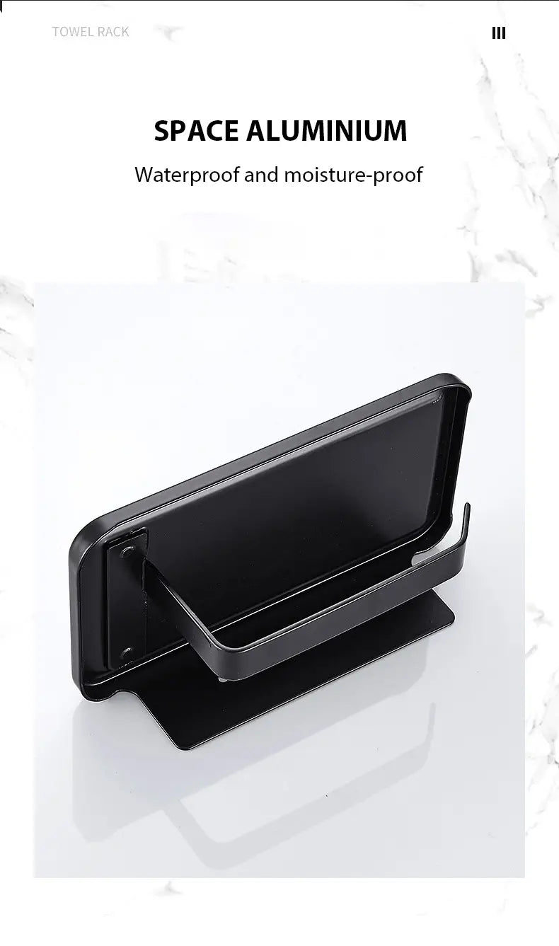 No-Drill Aluminum Towel and Toilet Paper Holder, Black or White