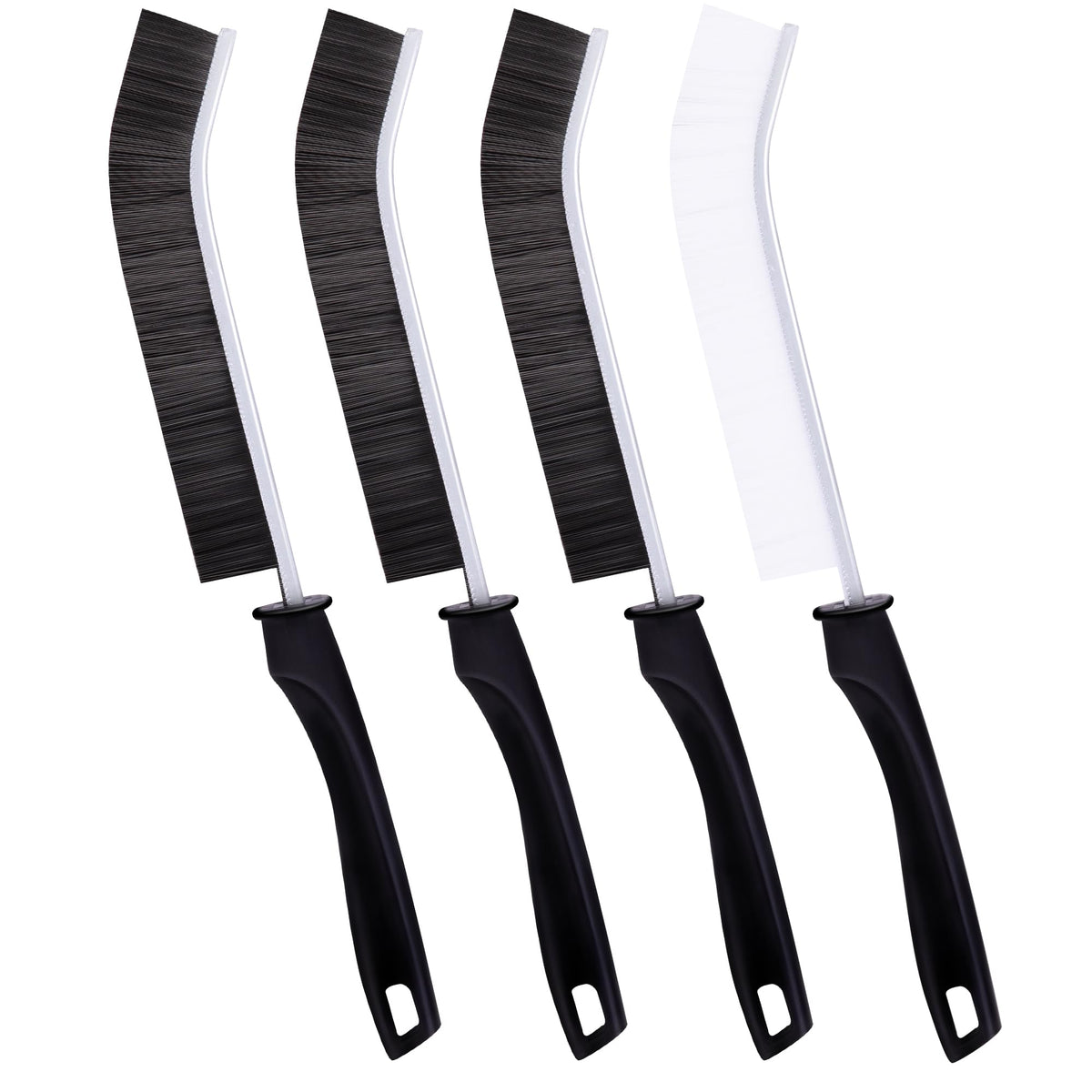 Angled Hard-Bristle Crevice Cleaning Brushes, 4-Pack