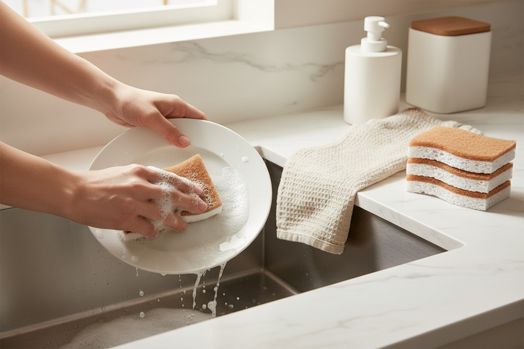 3/4 angle - Plant-Based Eco Sponges Kitchen