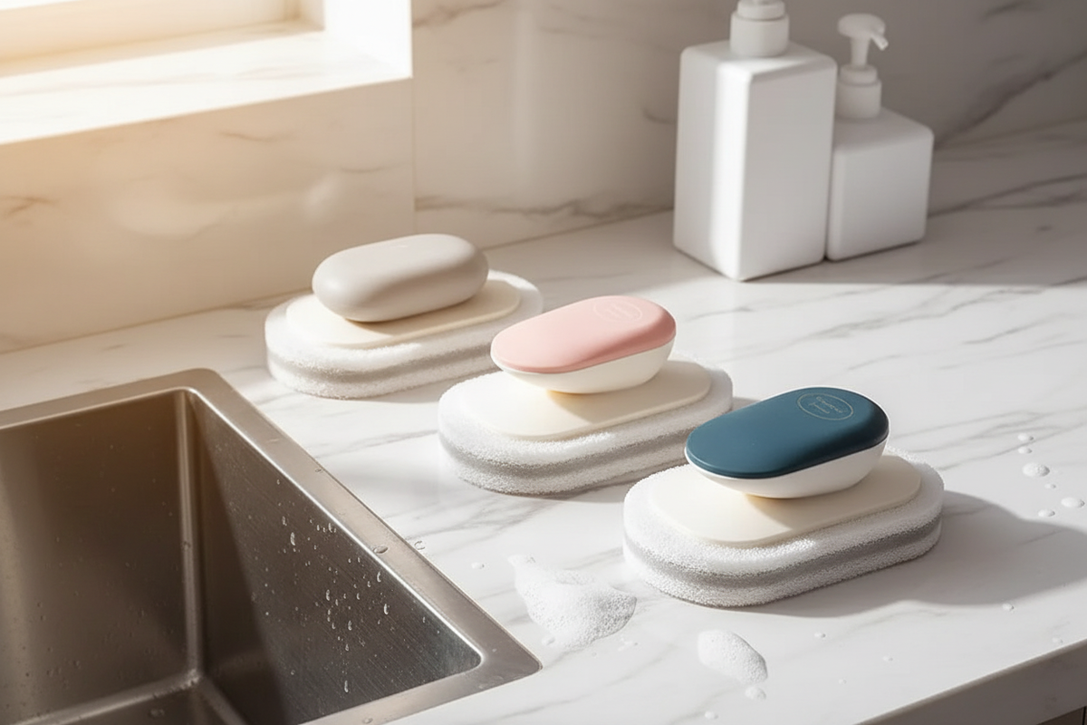 3/4 angle - Soap Dish Scrubbers Kitchen
