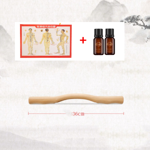 Solid Wood Massage Roller Stick with Wavy Handle, 36–52 cm