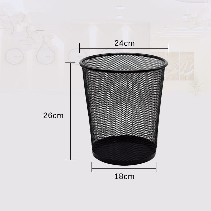 Metal Wire Mesh Wastebasket, Open Top, Black or Silver, S/M