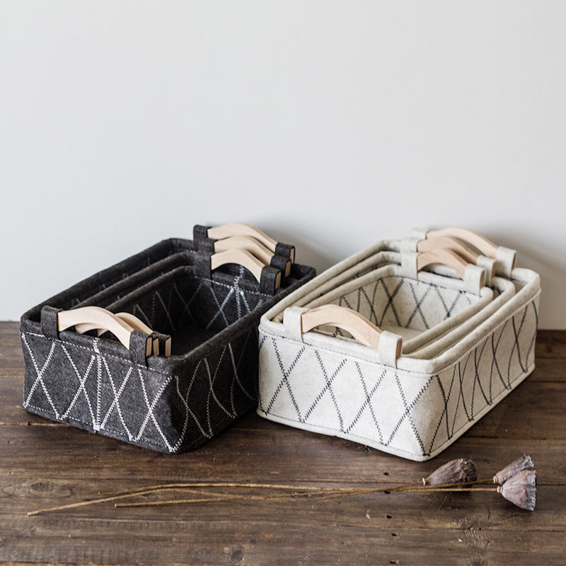 Hand-Sewn Felt Storage Basket for Vanity or Desk, S, M or L
