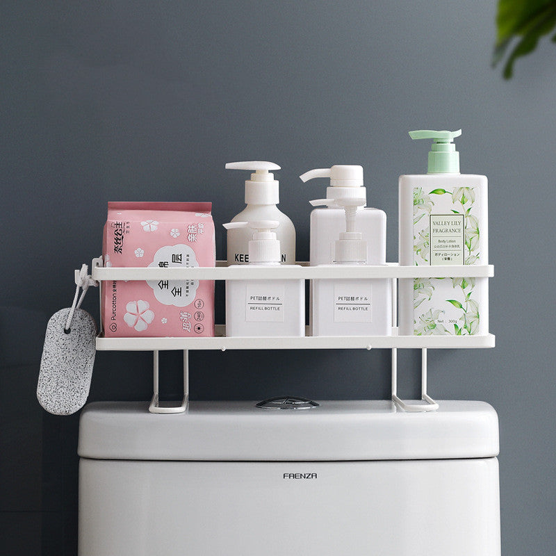 No-Drill Wall-Mounted Iron Toilet Storage Rack, 40 x 20 cm