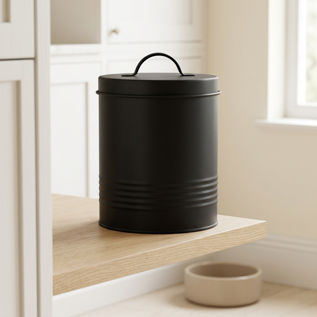 Retro Metal Pet Treat Canister, 72 oz, Matte Black