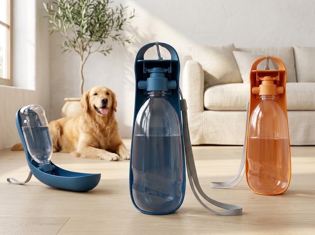 Collapsible Dog Water Bottles with Fold-Out Cup Bowl, 2-Pack, 19 oz