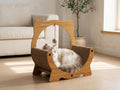 C-Shape Cardboard Cat Scratcher Lounger with Ball Toy and Catnip