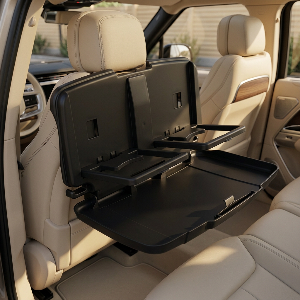Car Seat Back Folding Table and Organizer, Black