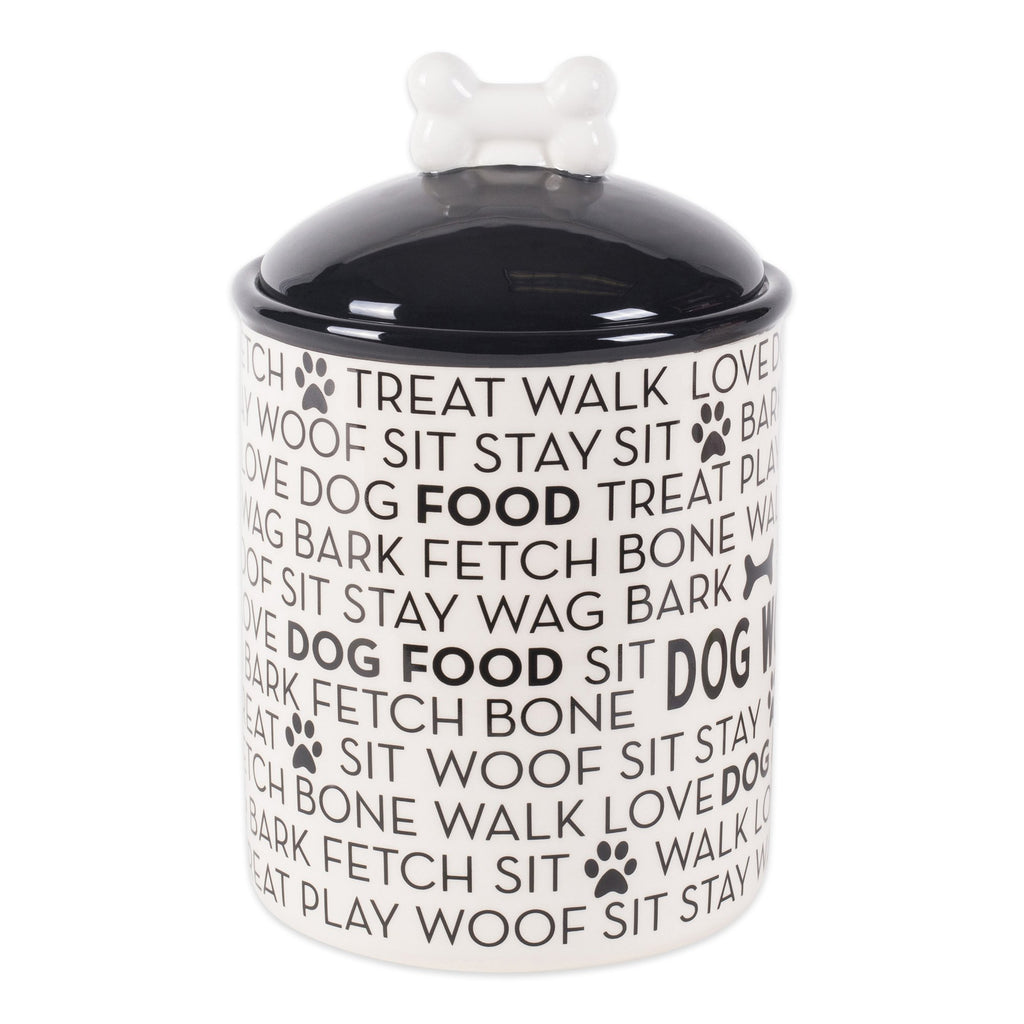 Black and White Ceramic Dog Bone Pet Treat Canister