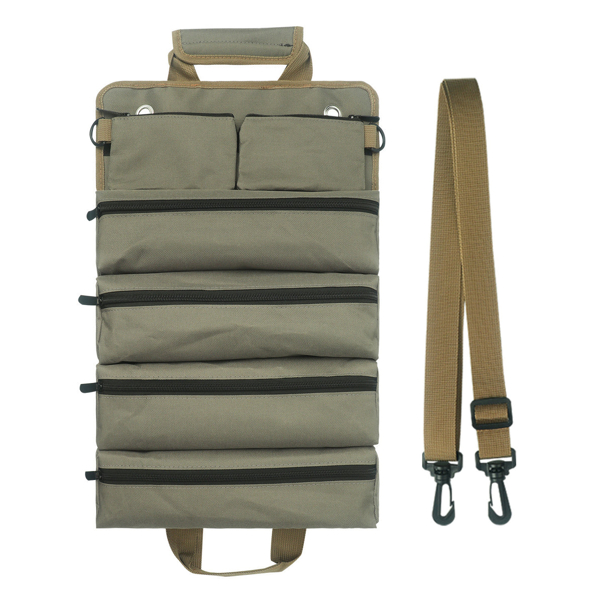 Roll-Up Tool Storage Bag in Oxford Cloth with Shoulder Strap