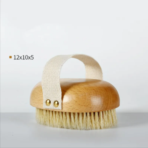 Wooden Bath Brush with Natural Bristles, Wet or Dry Use