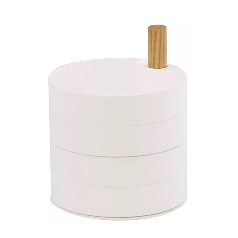 4-Layer Rotating Jewelry Organizer, Wood and Iron, White