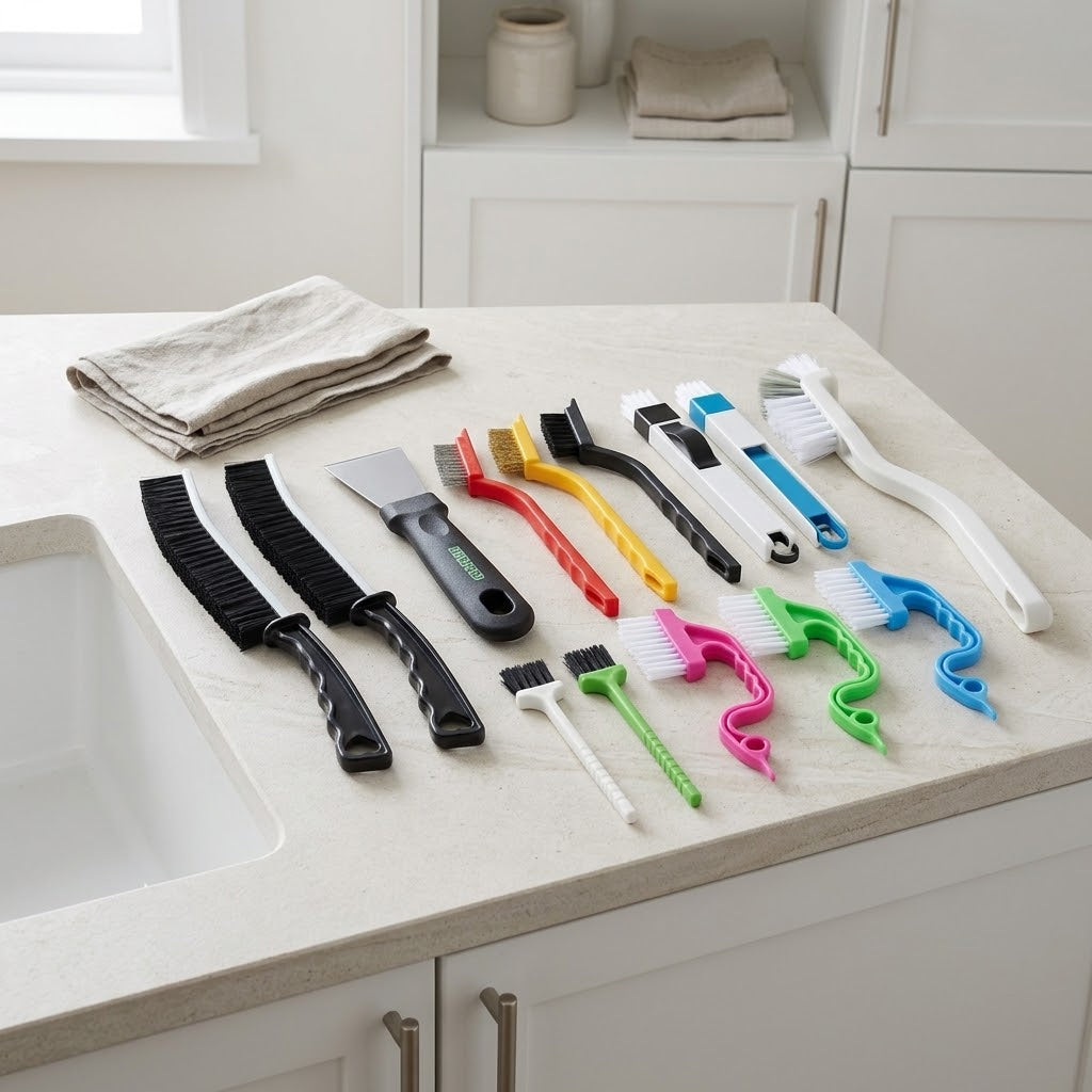 Small Crevice and Groove Cleaning Brush Set, 14 Pieces