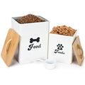 Airtight Metal Dog Treat Tins with Wooden Lids and Scoop, Set of 2