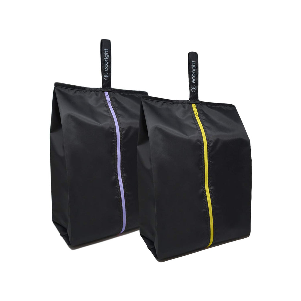 Recycled Water-Resistant Zip Shoe Bags for Travel, Set of 2